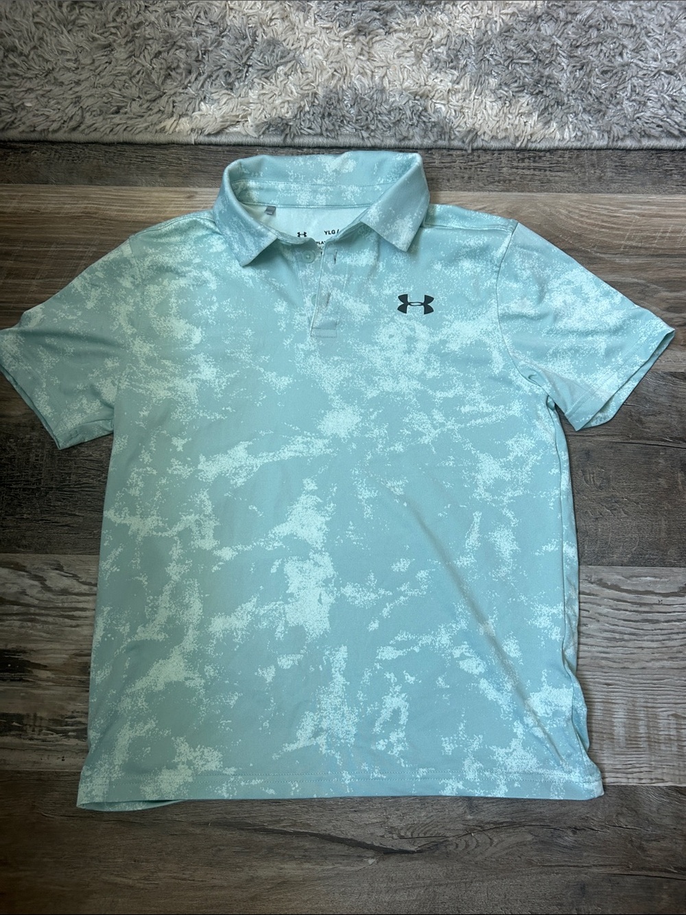NWOT Under Armour BOYS Aqua Patterned Performance Polo LARGE